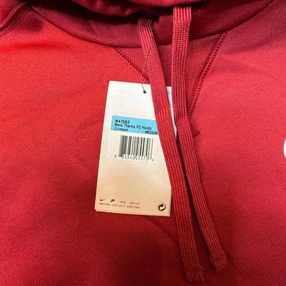 Nike Swoosh Logo Hoodie Therma Fit Crimson Red Pullover Mens‎ Medium Streetwear - Picture 4 of 9